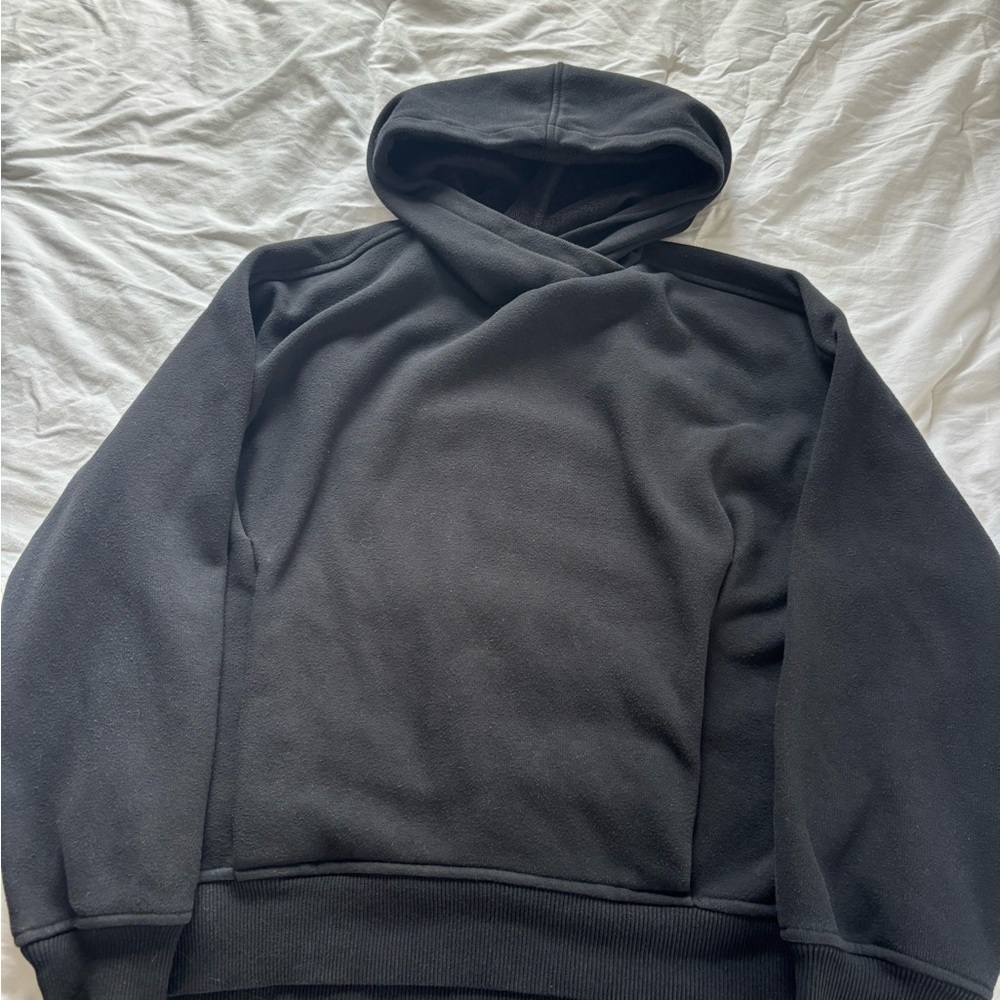 Athleta Black fleece lined Cropped hoodie